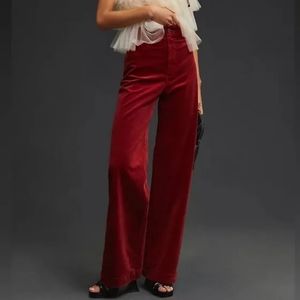 Anthropologie The Colette Wide-Leg Corduroy Pants - Red